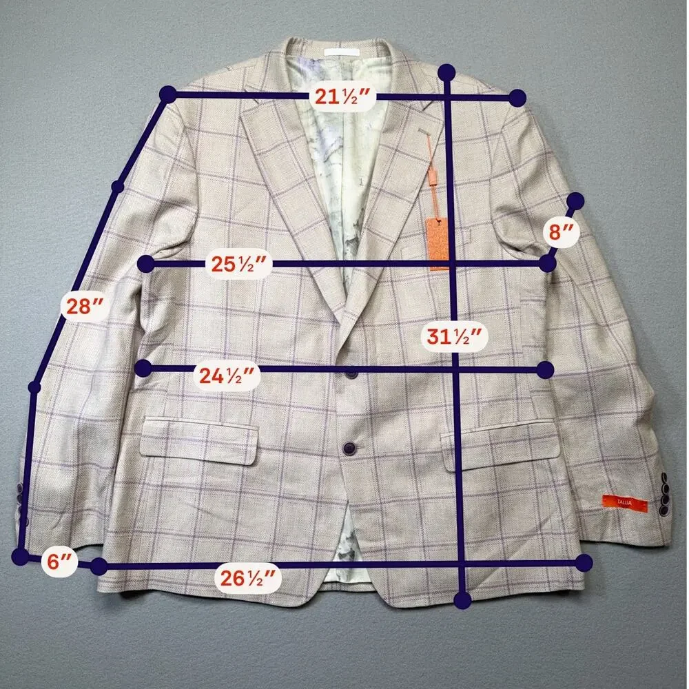 Tallia Men's Slim-Fit Printed Notch-Lapel Sport Coat Natural 50R $295